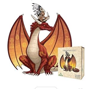 Little Fox Wooden Jigsaw Puzzles, (Kuta Dragon) Set with Wall Mounting kits